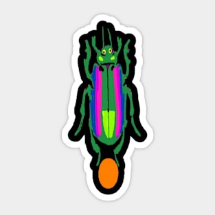 Jewel Scarab Beetle Design on Black Background Sticker